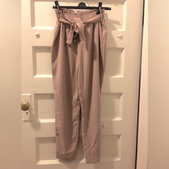 Blush Pink Paper Bag Pants - Picture 1 of 4